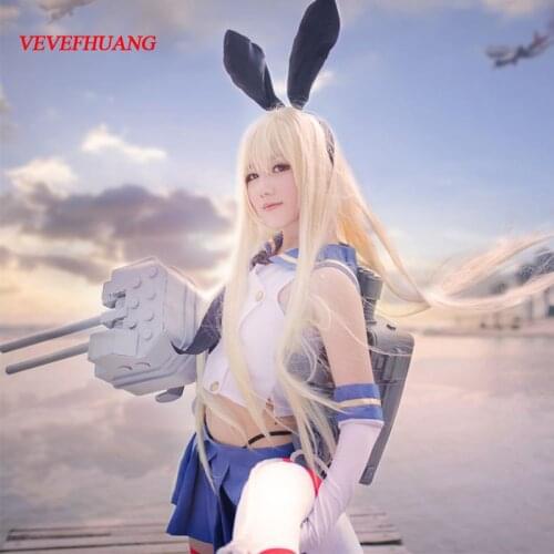 VEVEFHUANG Shimakaze cosplay wig Kantai Collection costume play wigs Halloween costumes hair