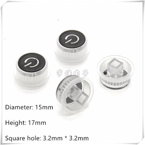 2 Piece 17 × 15mm plastic transparent touch switch button cap black top switch power supply marking square hole 3.2 * 3.2mm