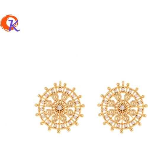 Cordial Design 20Pcs 17*18MM Jewelry Accessories/Hand Made/CZ Charms/Genuine Gold Plating/Pendant/DIY Making/Earring Findings