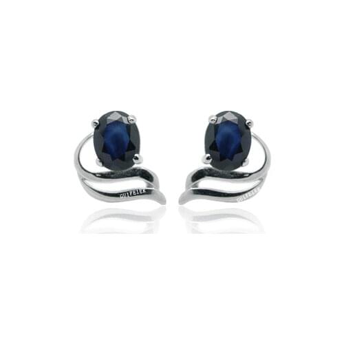 CoLife Jewelry Simple Sapphire Stud Earrings for Daily Wear 4mm*5mm Natural Sapphire Earrings 925 Silver Sapphire Jewelry