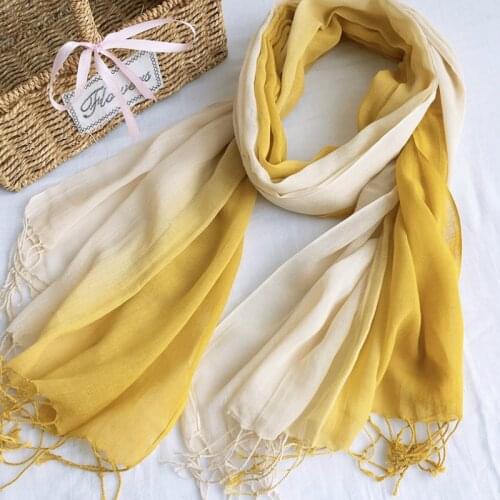 Natural Organic Cotton Scarf Gradient Color Plain Thin Type Shawl Spring Autumn Wrap High Quality Man and Women Fashion Scarves