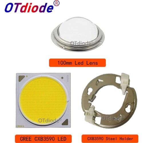 DIY CREE COB CXB3590 led grow light with Ideal holder 50-2303CR pin fin heat sink Meanwell driver 100mm glass lens / reflector