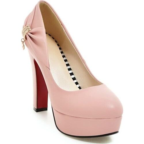 Spring 2018 high and thick with waterproof Taiwan round head size code 32-43 shallow mouth princess shoes of 1826 yards