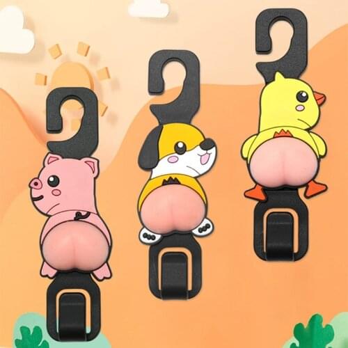 Storage Groceries Headrest Hanger PVC Car Back Seat Bag Hooks 2x Cartoon Animal Hooks Storage 20kg Bearing