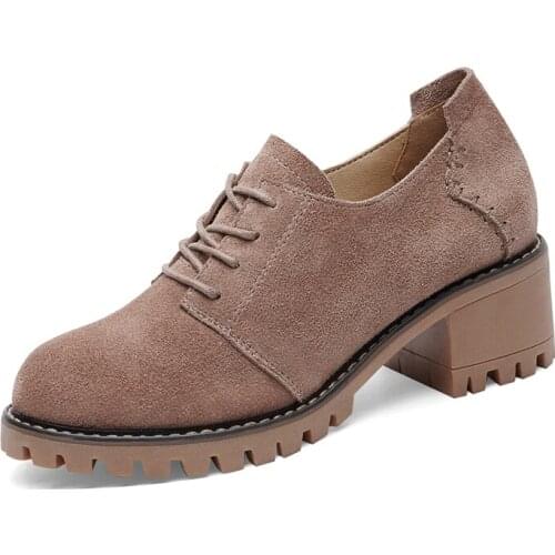 Round Toe Thick Heel WomenS Shoes, Lace-Up Solid Color Shoes, WomenS Platform WomenS Shoes