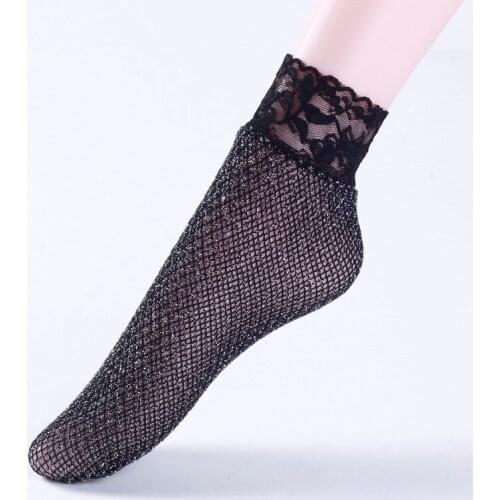 1 pair 2020 Bright Shiny Mesh Pink Women Socks Short Women Summer Socks Ladies Socks Transparent Chaussette Femme Calcetines