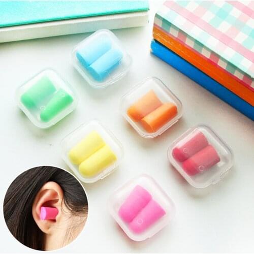 1Pair Candy Color Travel Sleep Noise Prevention Earplugs Noise Reduction For Travel Sleeping Soft Foam Ear Plugs