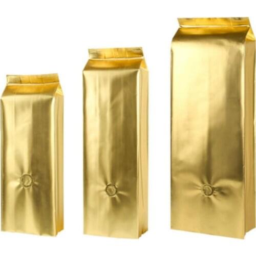 100pcs New aluminum foil open top organ bag with air value coffee food packaging bags kitchen storage bag