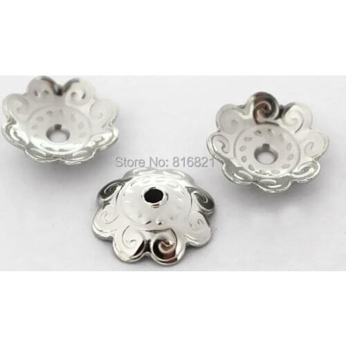 11mm Stainless Steel Flower Bead Caps Connectors Silver tone Spacer Beads DIY Finding Stuff Wholesale