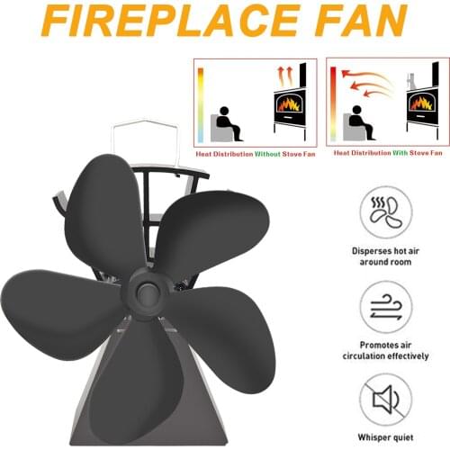 5-blade Burning Stove Fireplace Fan-silent Log Stove Fan Hot Air Ecological Stove Fan Indoor Heating Fan Indoor Heating cool