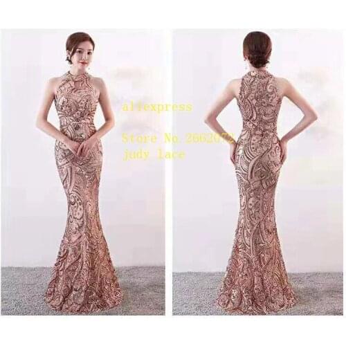 5yards/bag Dark gold sequins embroidery classic European and American fashion luxury fabrics used in wedding dress design JC