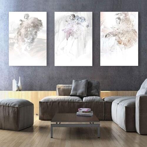 Prints Painting Abstract White Clothes Modular Pictures Canvas Girl Model Wall Art Home Decor Modern Bedside Background Poster