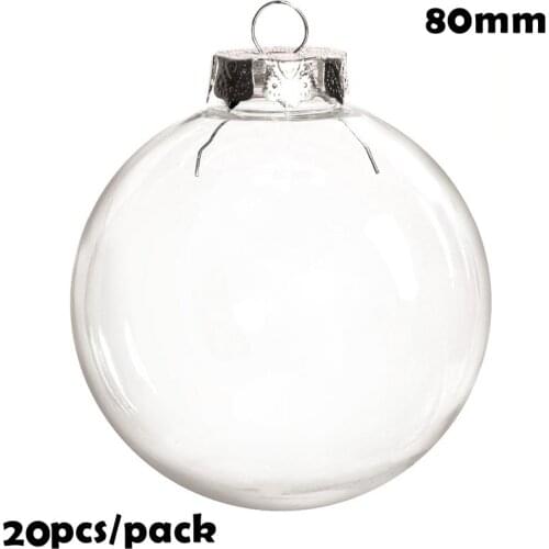 Promotion - 20 Pieces x DIY Paintable/Shatterproof Clear Christmas Decoration Ornament 80mm Plastic Bauble/Ball
