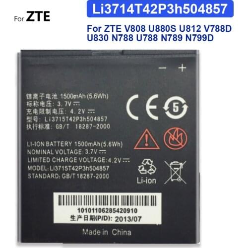 For ZTE V808 U880S U812 V788D U830 N788 U788 N789 N799D 1400mAh Battery Li3714T42P3h504857-H Li3715T42P3H504857