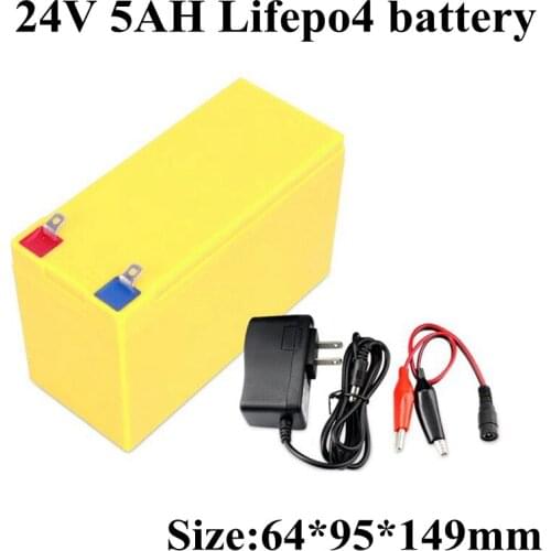 Brand 24v 5ah Lifepo4 Rechargeable Battery Pack with BMS for 24v E Bike Solar Energy Storage Moped Power + 29.2V 2A Charger