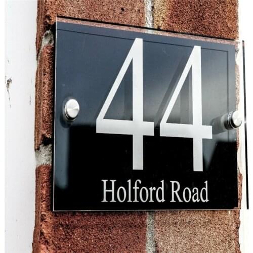 Acrylic 200x140mm contemporary Black House number Door sign apartment number door number house sign / plaque / door / number