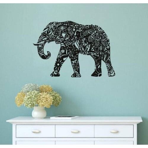 Free Shipping Home Decor Wall Sticker Tribal Elephant Indian Pattern Wall Mural Removable Vinyl Ganesha Art Wall Mural Y-524