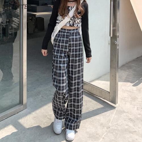 Pants Women Black Plaid Summer Thin Loose Leisure 20201 New Empire Mop All-match Trendy Wide Leg Quality Classic Mujer Oversize