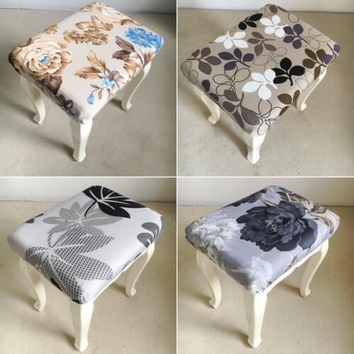 Spandex Pastoral Chair Covers Elastic Dressing Table Stool Cover Floral Seat Case Square Stool Surface Dust Cover Home Decor