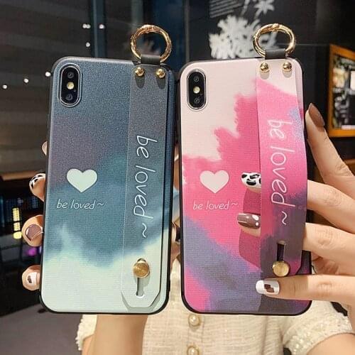 Case For Iphone 12 Pro Max 12 Mini 7 8 Plus X XR XS Max 11 Pro Max SE 2020 Phone Holder Wrist Strap Soft TPU Case Silicone Cover