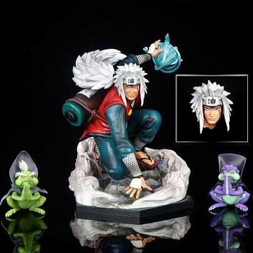 19cm Action Anime Naruto Jiraiya Gk Statue Pervy Sage With Toads Battle Sence Assembly Figure Collectible Jiraiya Model Gift Toy