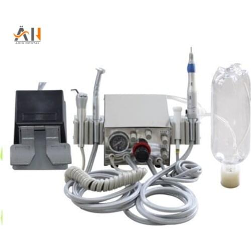 1PCS*Portable Dental Turbine Unit With Suction Stainless steel cover type portable dental turbine