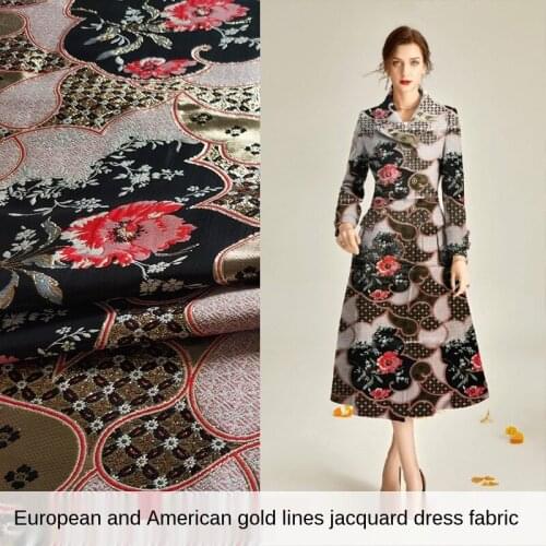 French three-dimensional luxury gold silk jacquard dress fabric, sewing fabric factory shop is not out of stock