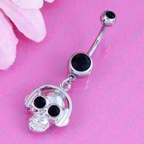 Skull Navel belly ring body piercing jewelery 316L Surgical Steel body jewelry belly button ring 14G nickel-free