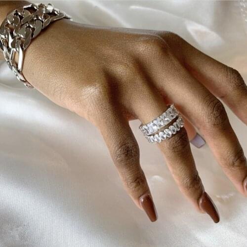 925 Sterling SILVER PAVE FULL Created Diamond Cocktail ENGAGEMENT WEDDING Rings for Women Men Band Diamond ring JEWELRY