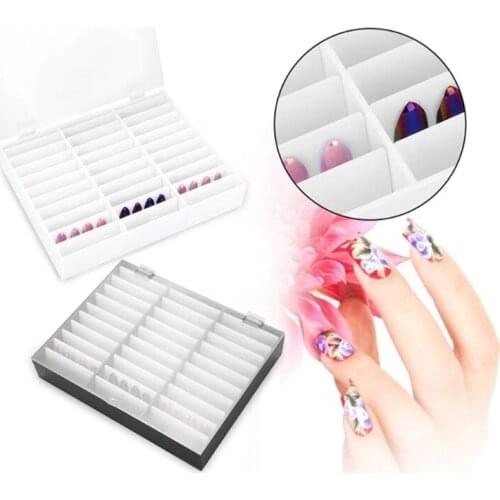 Q1FB Fake Nail Tips Storage Box 30 Compartments Nails Art Decoration Container Disp