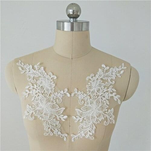 Lace appliques laces flower pairs motif Bridal Lace Appliques guipure Africancord cotton lace fabric