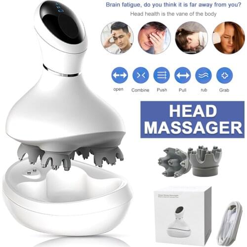 Electric Smart Head Massager Portable Waterproof USB Rechargeable Hair Growth Massage to Relax Neck And Shoulders
