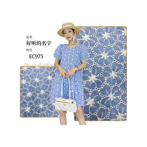 Fashion dress cotton hollow embroidery fabric spring and summer girls stage clothes DIY design fabric