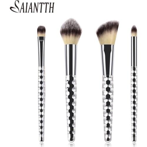 SAIANTTH Honeycomb handle makeup brushes set 4pcs 8pcs pincel maquiagem professional foundation eyeshadow powder cosmetic tool