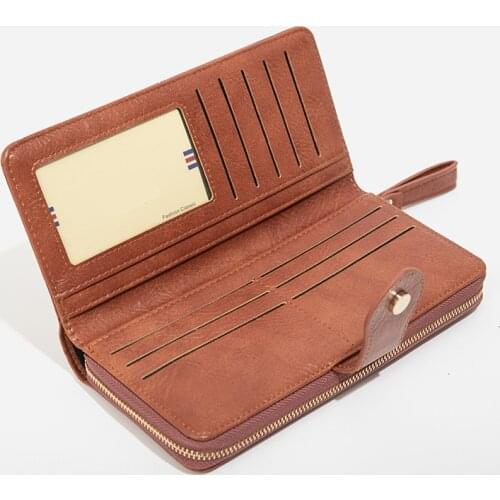 2020 New Zipper Wallet PU Leather Lady Two Fold Large Banknote Wallet Long Mobile Phone Bag Hand Bag Female Clutch Long Wallet