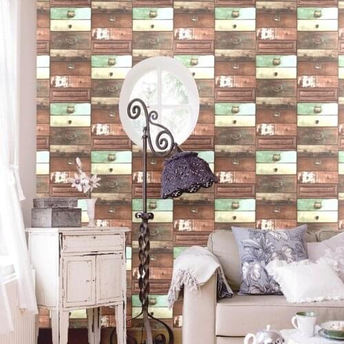 Beibehang Retro Vintage Wooden Cabinet Wallpapers Hotel Boxes Screen Aisle Cafes Internet Cafe Living Room Restaurant Wallpapers