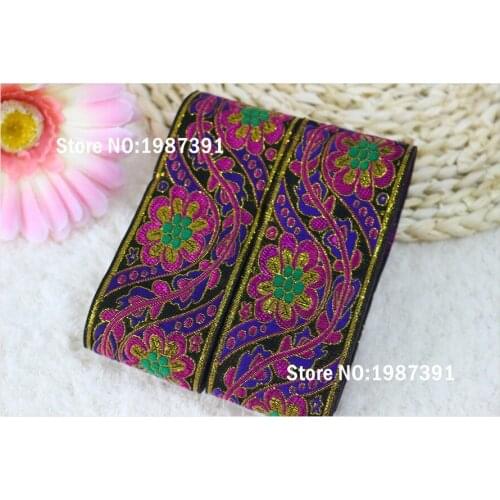 9yards/lots Woven Jacquard Ribbon 5cm pink flowers pattern LS-4499