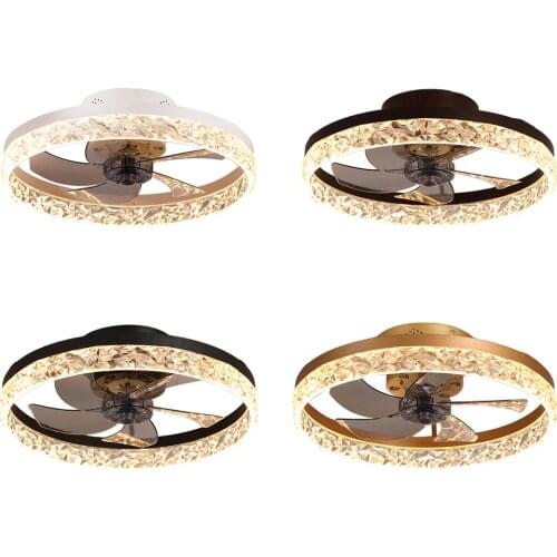 Ceiling Fan Lamps with Remote Control Bedroom Decorative Pendant Crystal Lights Air Cool Ventilator Modern Lighting Fixture