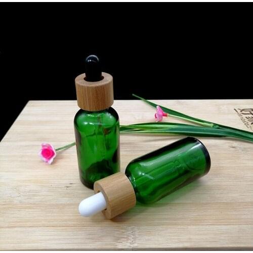 Empty 5ml/10ml/15ml/20ml/30ml/50ml/100ml Blue And Green Bamboo Cap Glass Dropper Bottle Essential Oil Bottles Perfume Containers