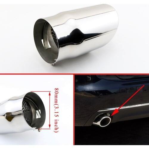 Steel Car Tail Pipe Rear Exhaust Muffler Cover 80mm 3.15" Inlet Fit For Diameter Range 65mm-78mm Tailpipe Tip