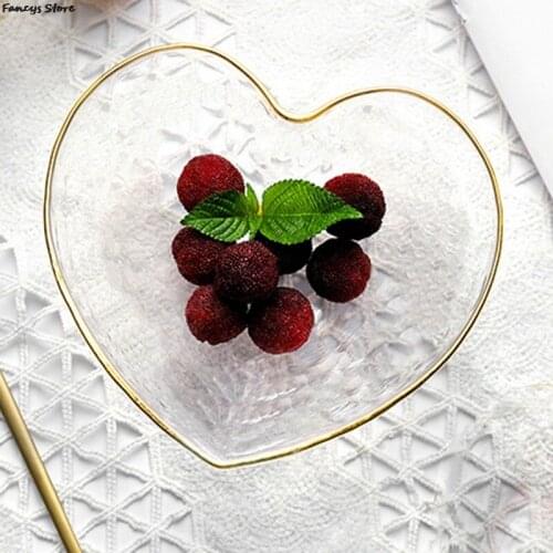 Fruit Glass Transparent Glass Salad Bowl Love Heart Shaped Vegetable Salad Container Breakfast Bowl Kitchen Tools Ornament New