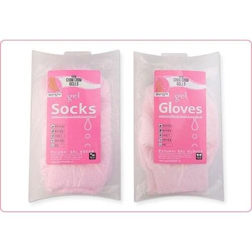 Magic Spa Whitening Moisturizing Treatment Skincare Gel Socks + Gloves Set for Hand and Feet Heel Foot Care Free Size Pink