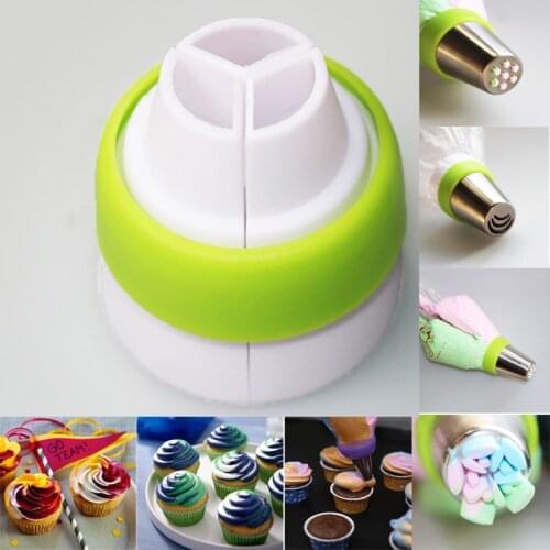 Lot 2pcs 3 Holes Cake Decoration Converter Mix 3 Colors Icing Piping Nozzle Converter For Cupcake Nozzle Converter Tools