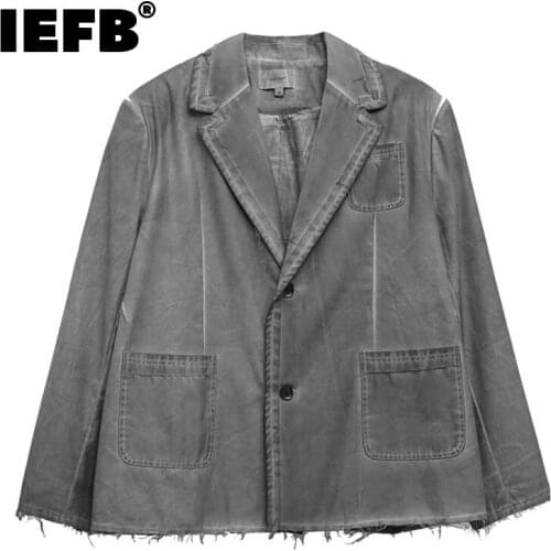 IEFB Vintage Streetwear Fashion Burrs Jacket 2021 New Mens Autumn Fashion Hip Hop Trend Casual Suit Collar Big Size Coat 9Y8829