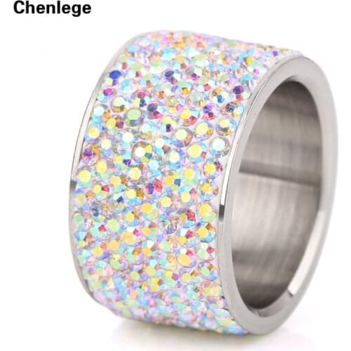 8 row multi fashion female stainless steel crystal wedding rings for women high quality AB+ CZ stone party rhinestone rings