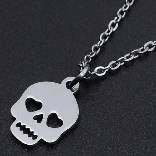 Sugar Skull Stainless Steel Charm Necklace for Women Wholesale Accept OEM Order Dainty Steel Necklaces Dropshipping