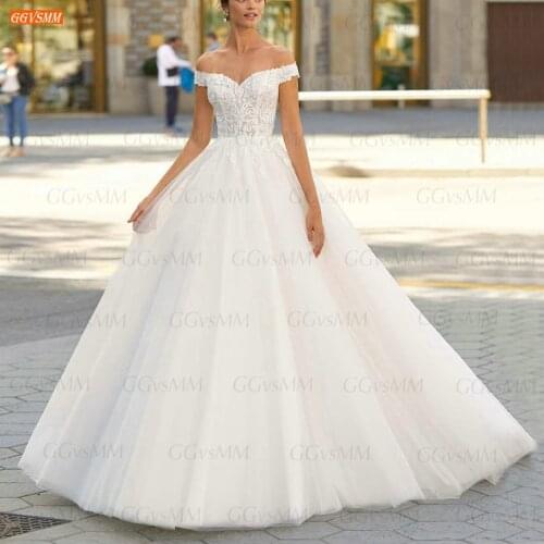 Fashion White Wedding Dresses Off The Shoulder 2021 robe de mariée Appliqued Ball Gown Bride Dress Custom Made vestido de novia