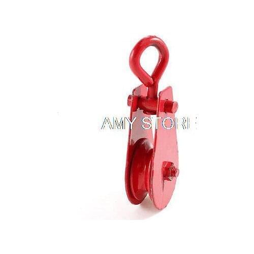 0.2 Ton Red 48mm Dia Single Sheave Swivel Eye Rope Pulley Tackle Rigging
