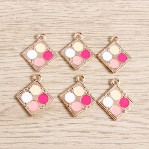 10pcs 21*24mm Cosmetic Charms Enamel Eye Shadow Charms Pendants for Making Necklaces Earrings DIY Jewelry Findings Accessories
