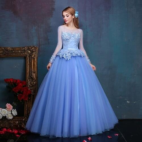 100%real embroidery beading light blue long sleeve medieval dress Renaissance gown Sissi princess Victorian/Marie Belle Ball